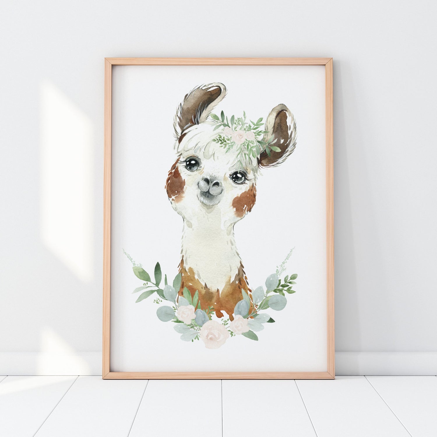 Floral Baby Llama Print