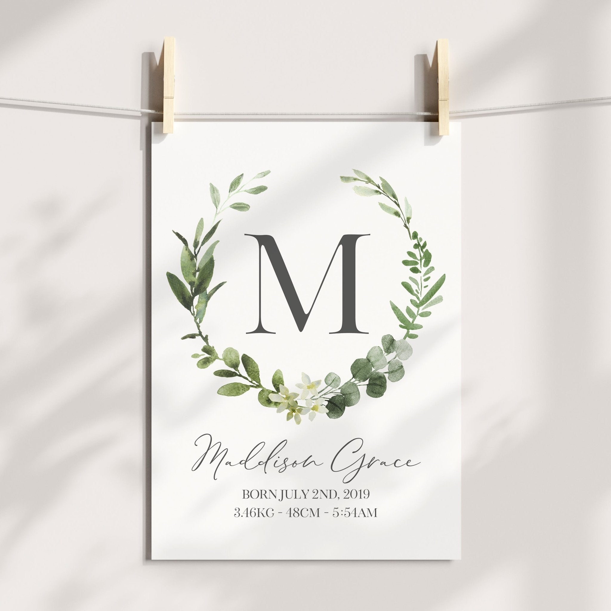Floral Botanical Birth Print