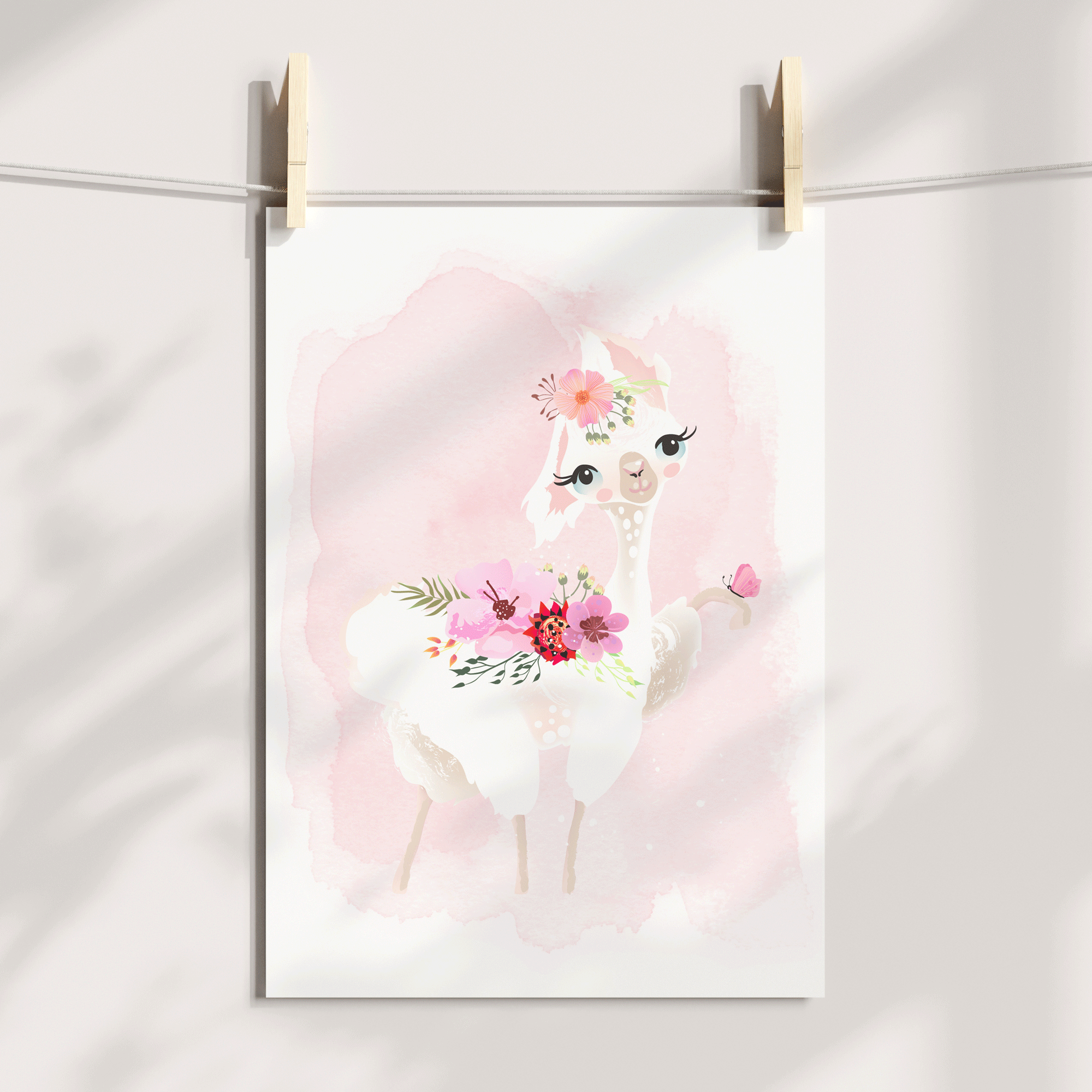 Floral Llama's & Name Print