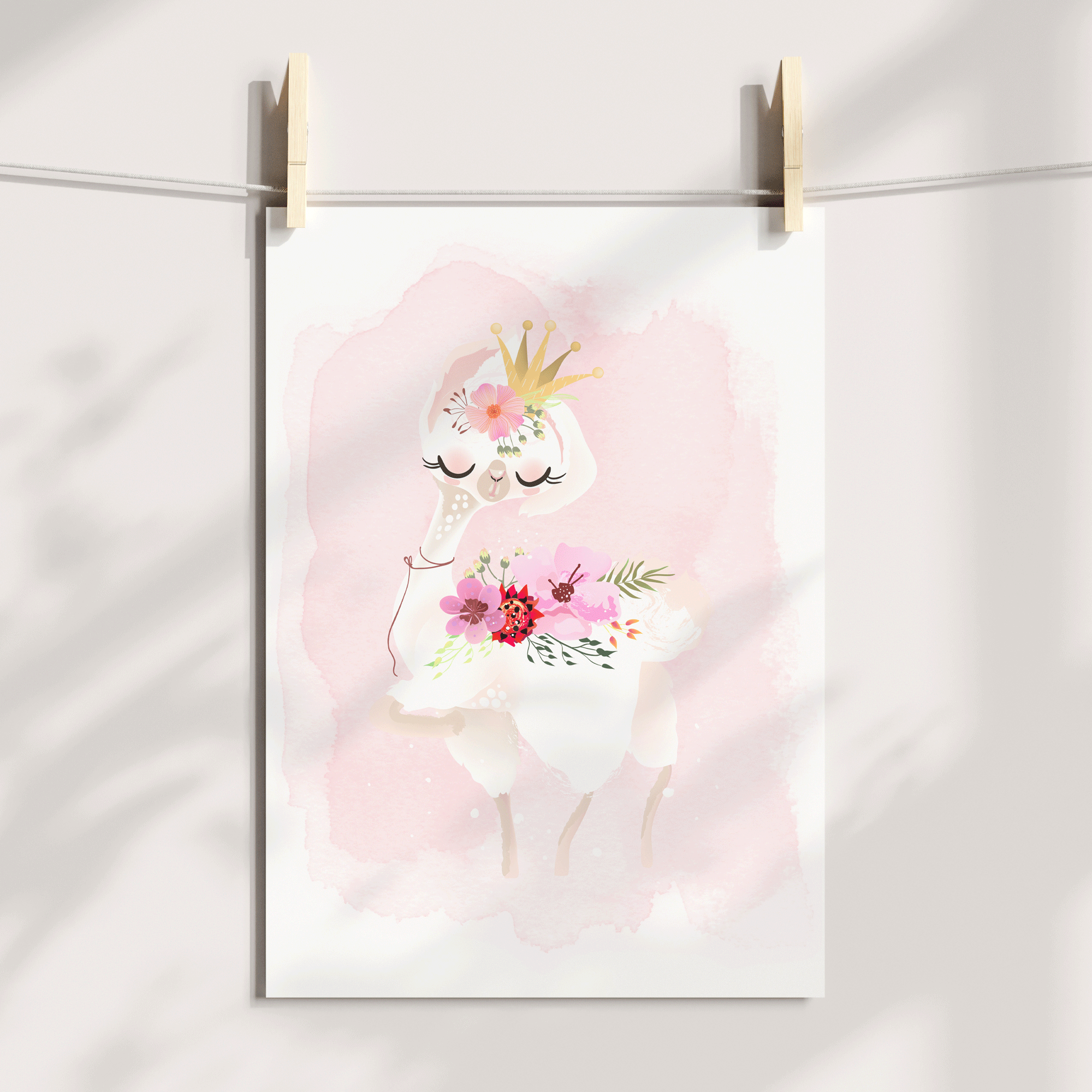 Floral Llama's & Name Print