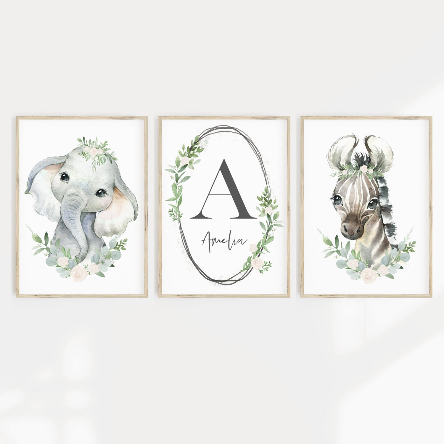 Floral Name Print, Elephant & Zebra Prints