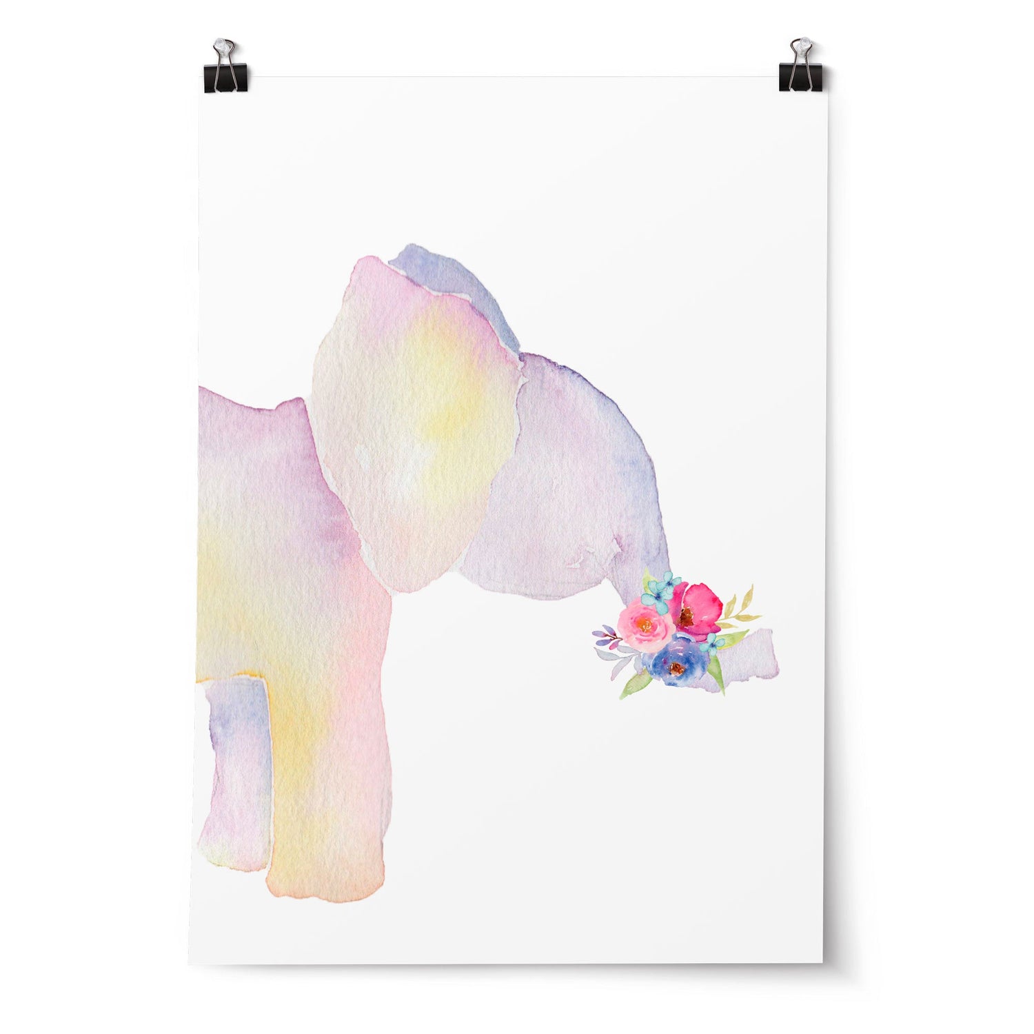 Floral Watercolour Elephants & Name Prints