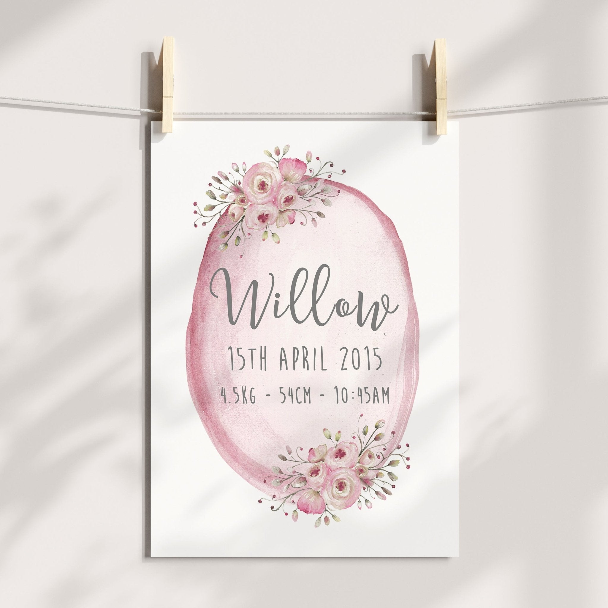 Floral Woodland Birth Print