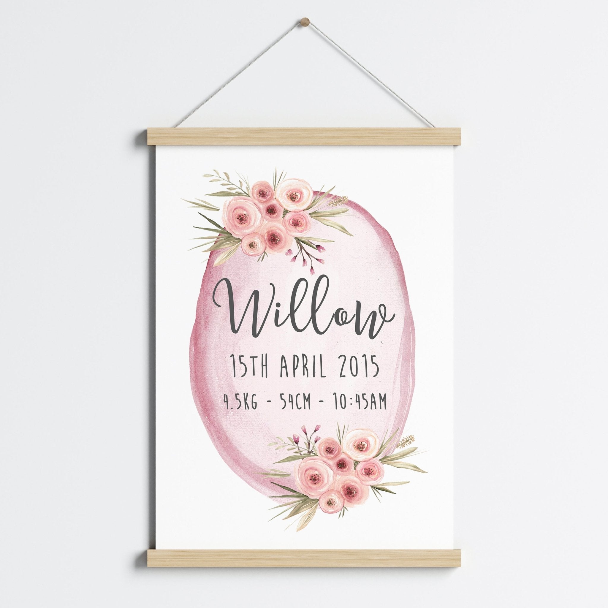 Floral Woodland Birth Print
