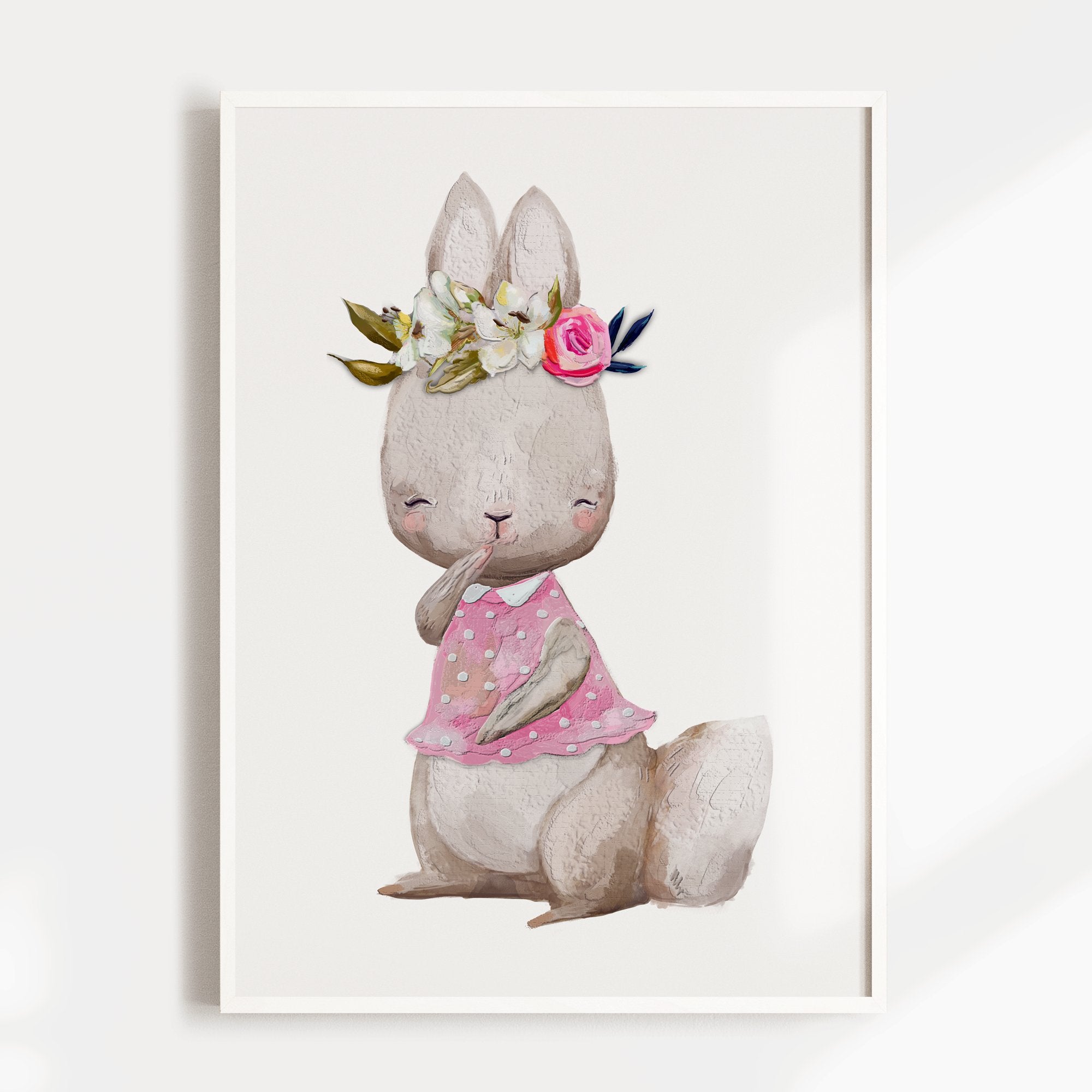 Floral Woodland Bunny Print