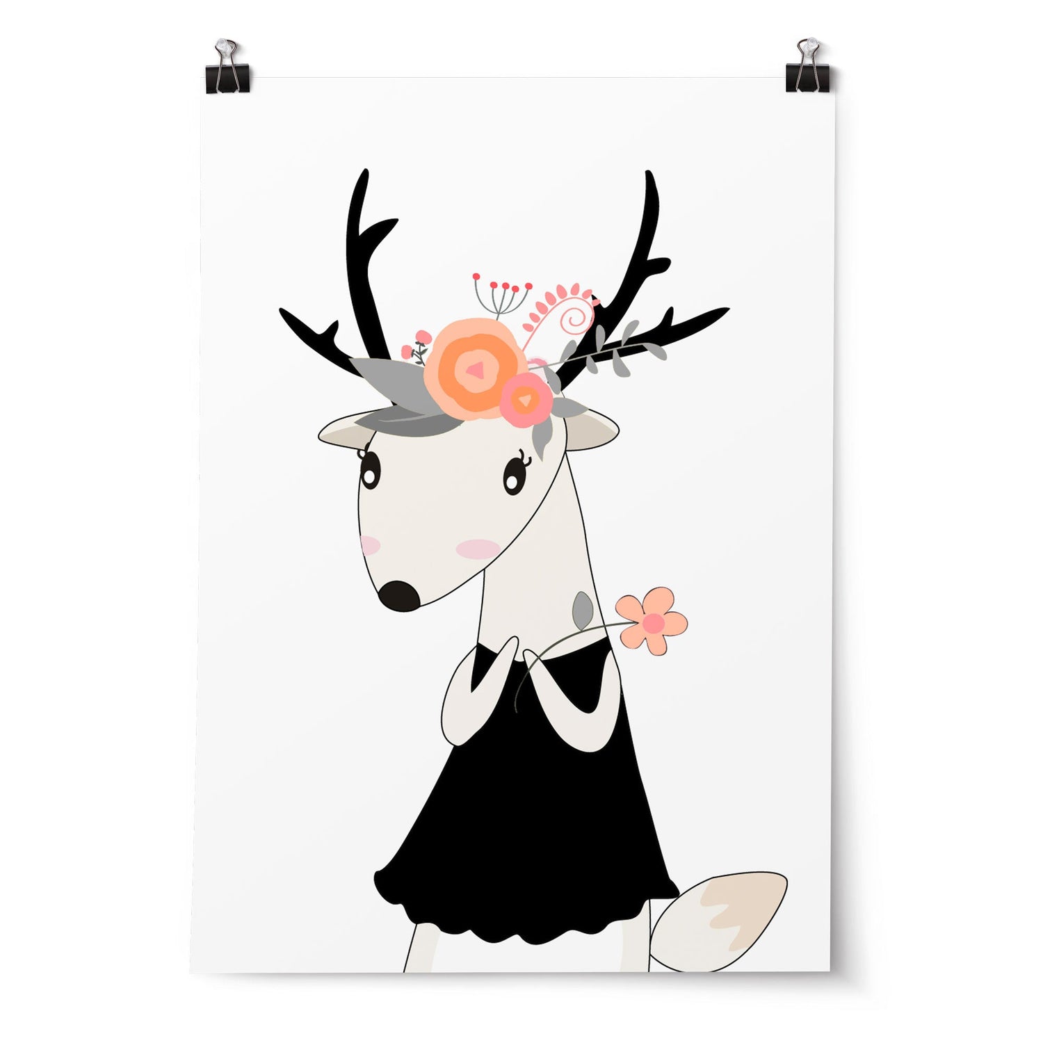 Floral Woodland Deer Print