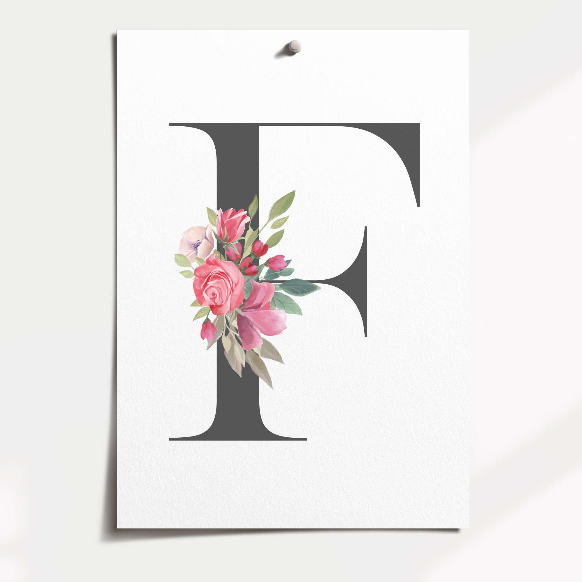Pink Floral Letter Print
