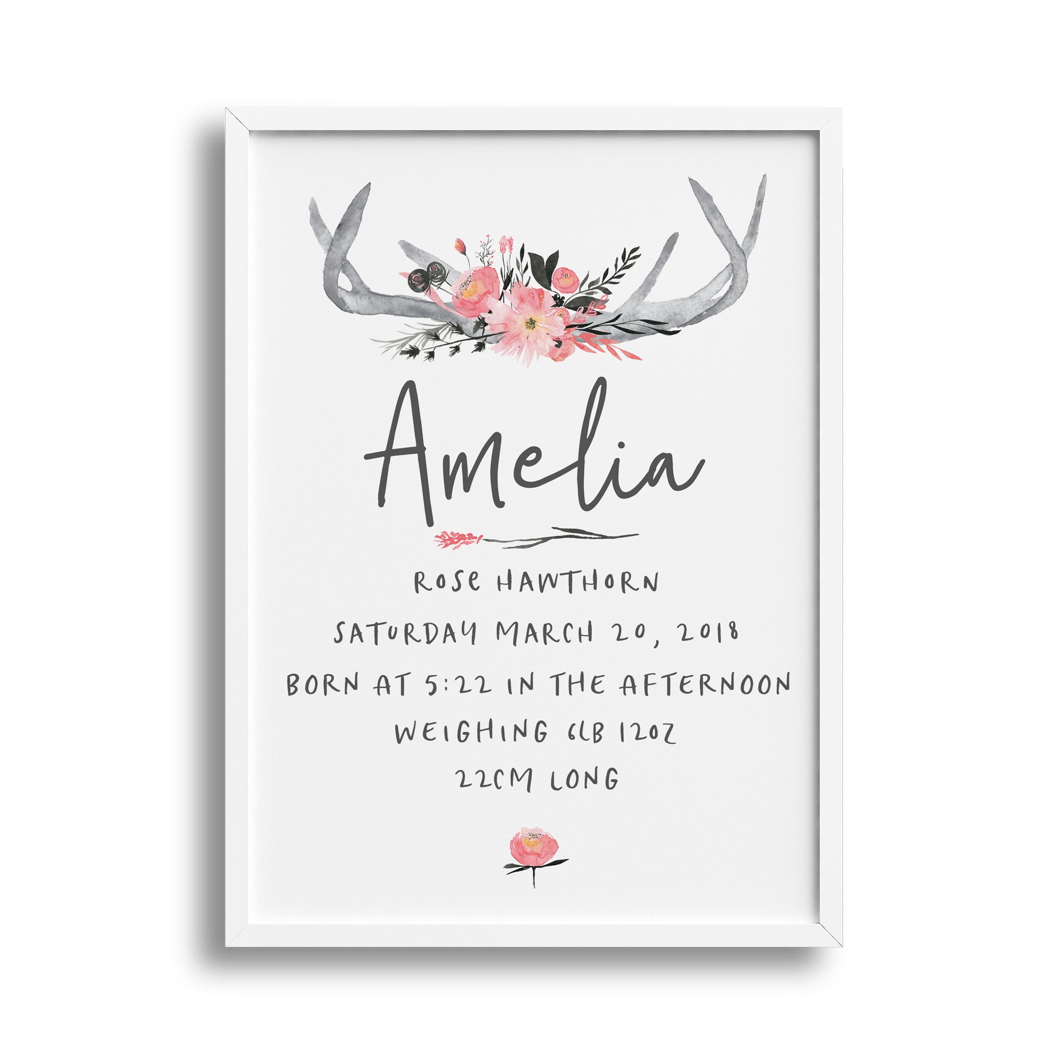 Woodland Deer, Letter & Birth Prints