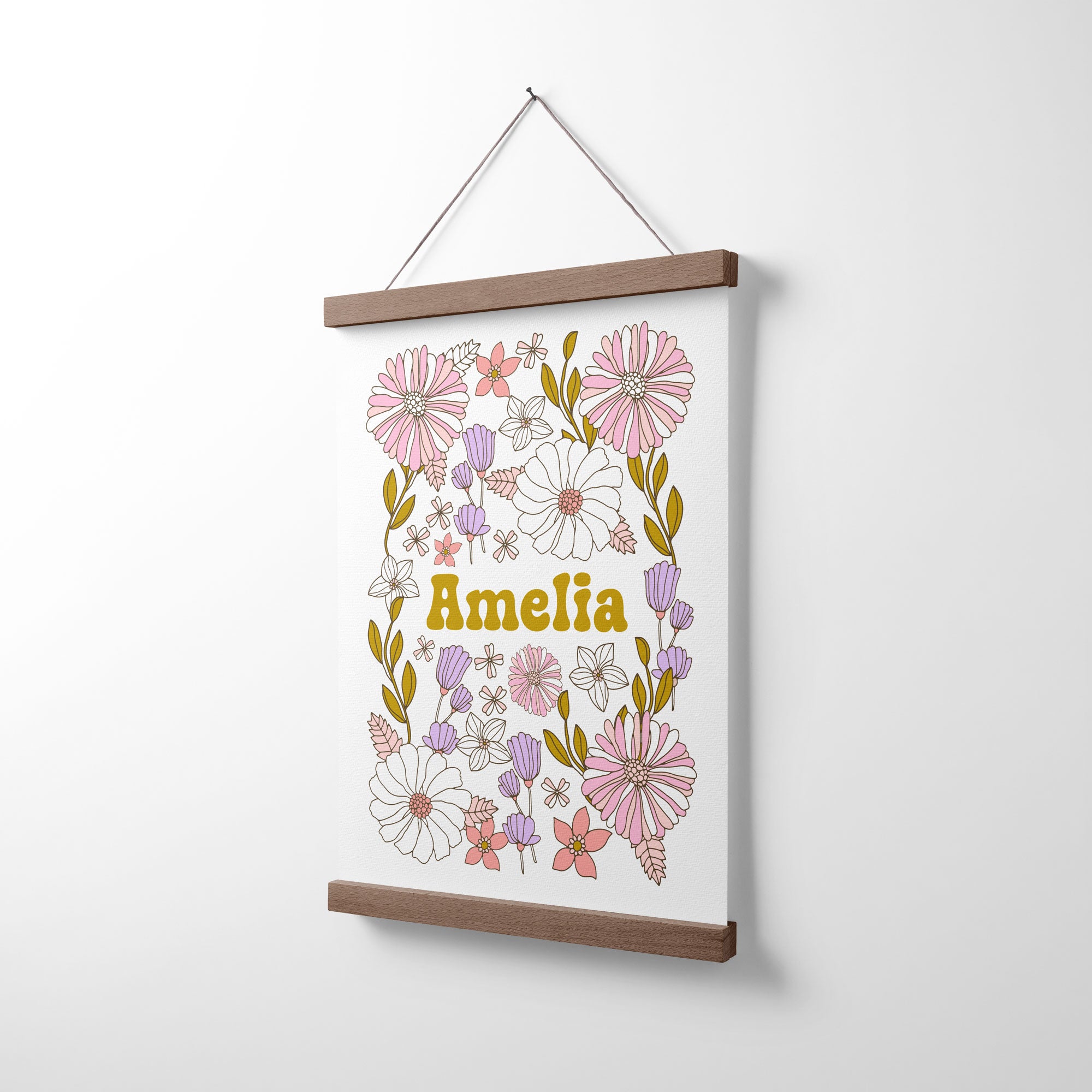 Retro Flower Name Print