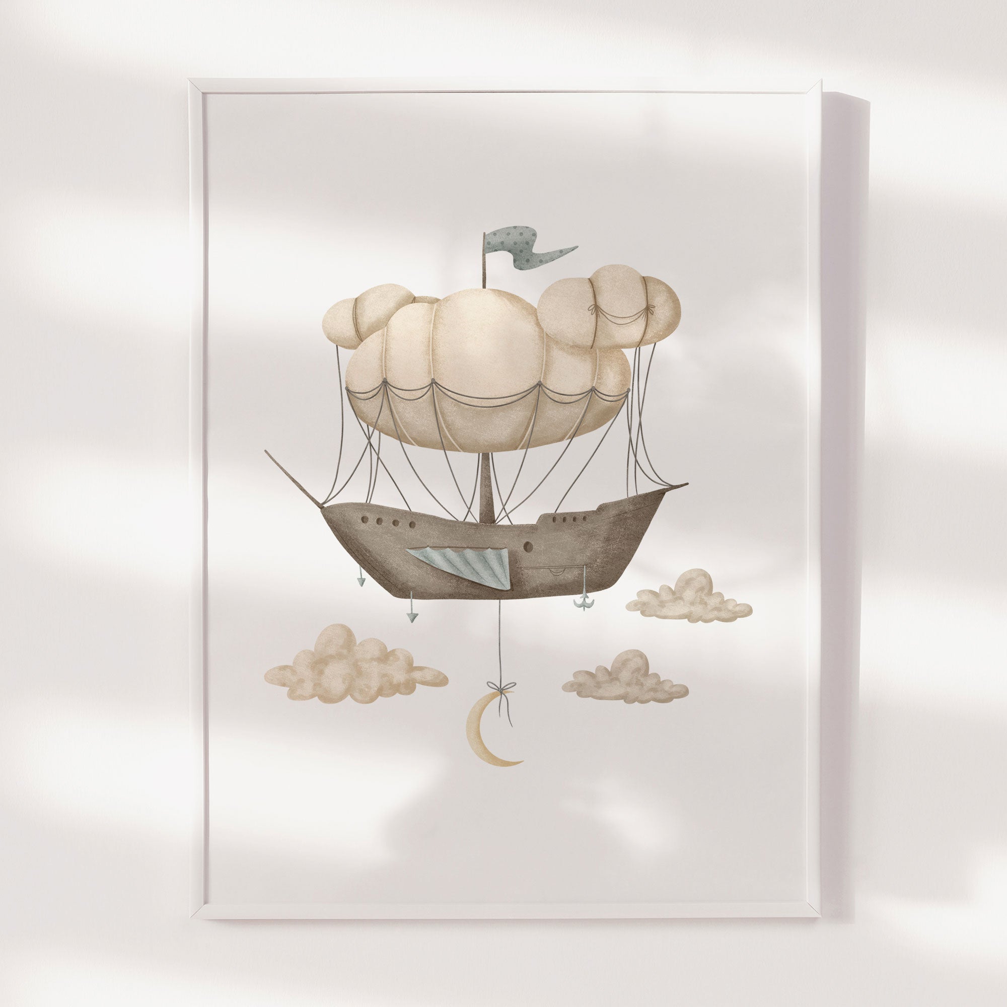 Hot Air Balloon Ship Print