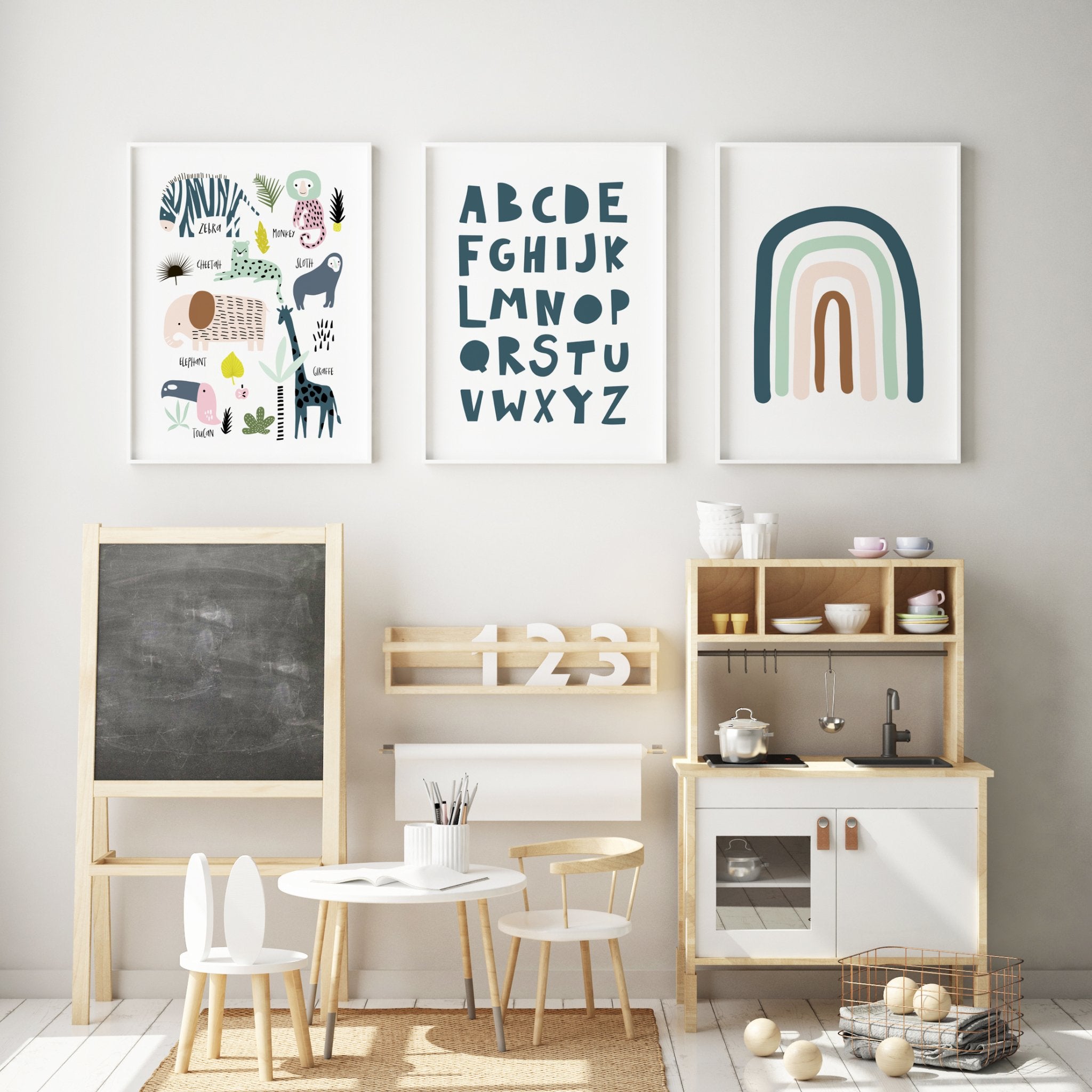 Jungle Animals, Alphabet & Rainbow Prints
