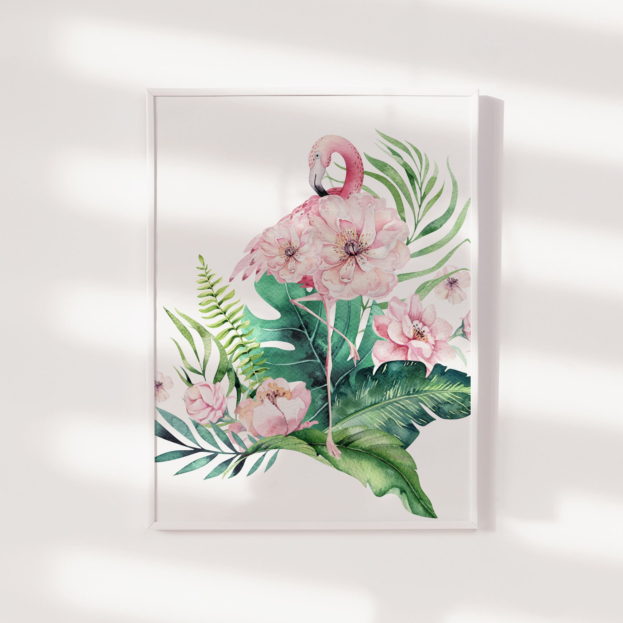 Tropical Floral Flamingo Print